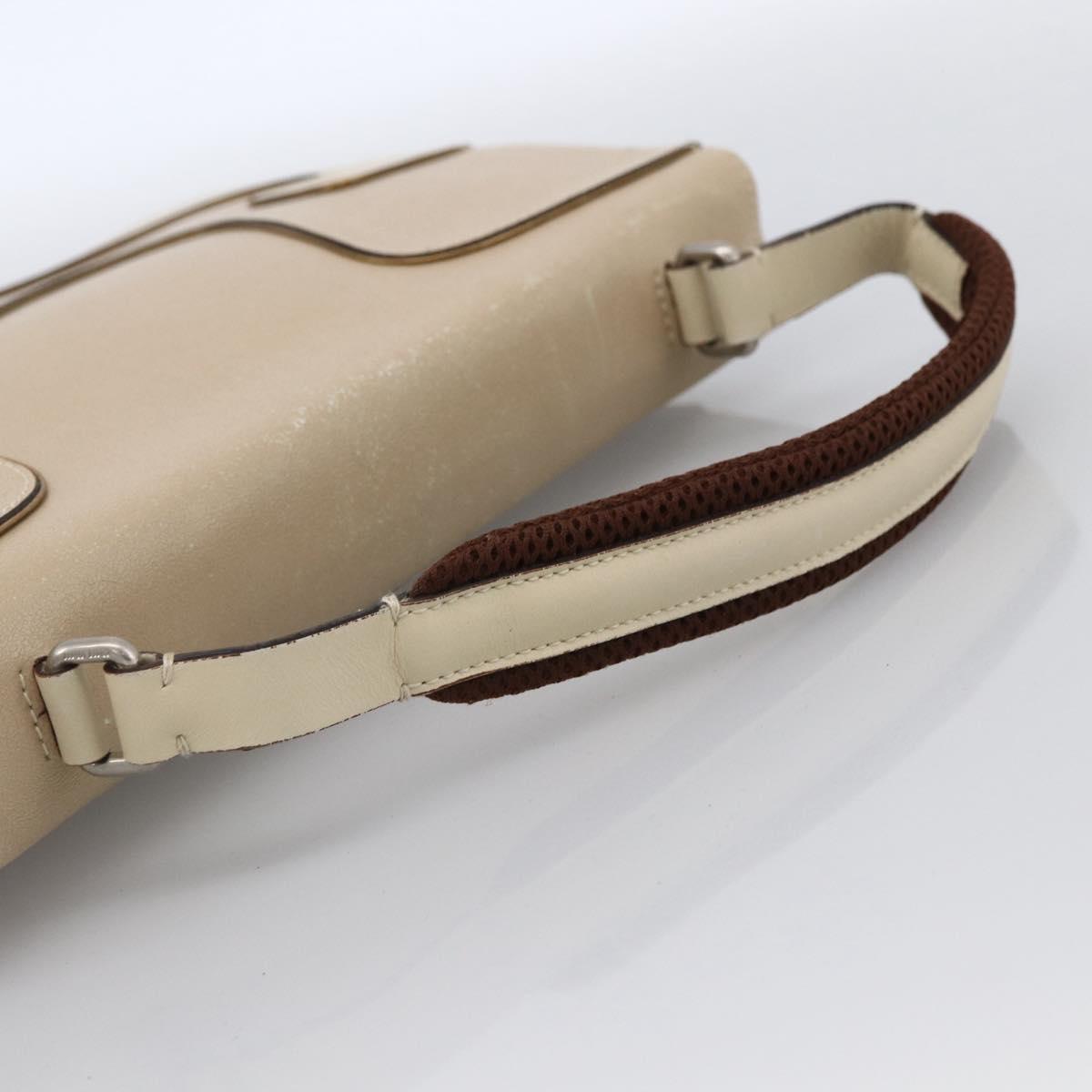 Miu Miu Hand Bag Leather Beige Silver Auth LNZ021