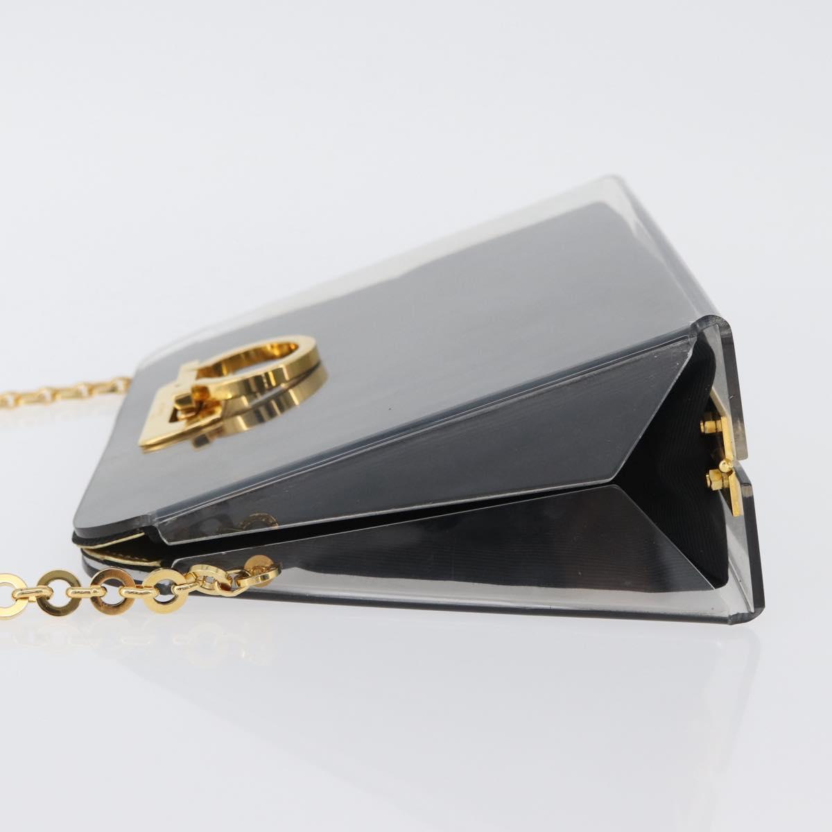 Salvatore Ferragamo Gancini Chain Bag plastic 2way Clear Gold Auth LNZ028