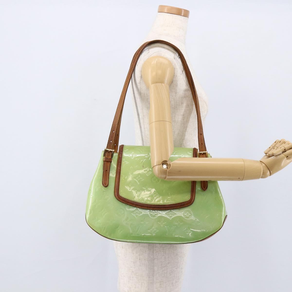 LOUIS VUITTON Vernis Biscayne Bay GM Shoulder Bag Peppermint M91285 Auth LNZ031