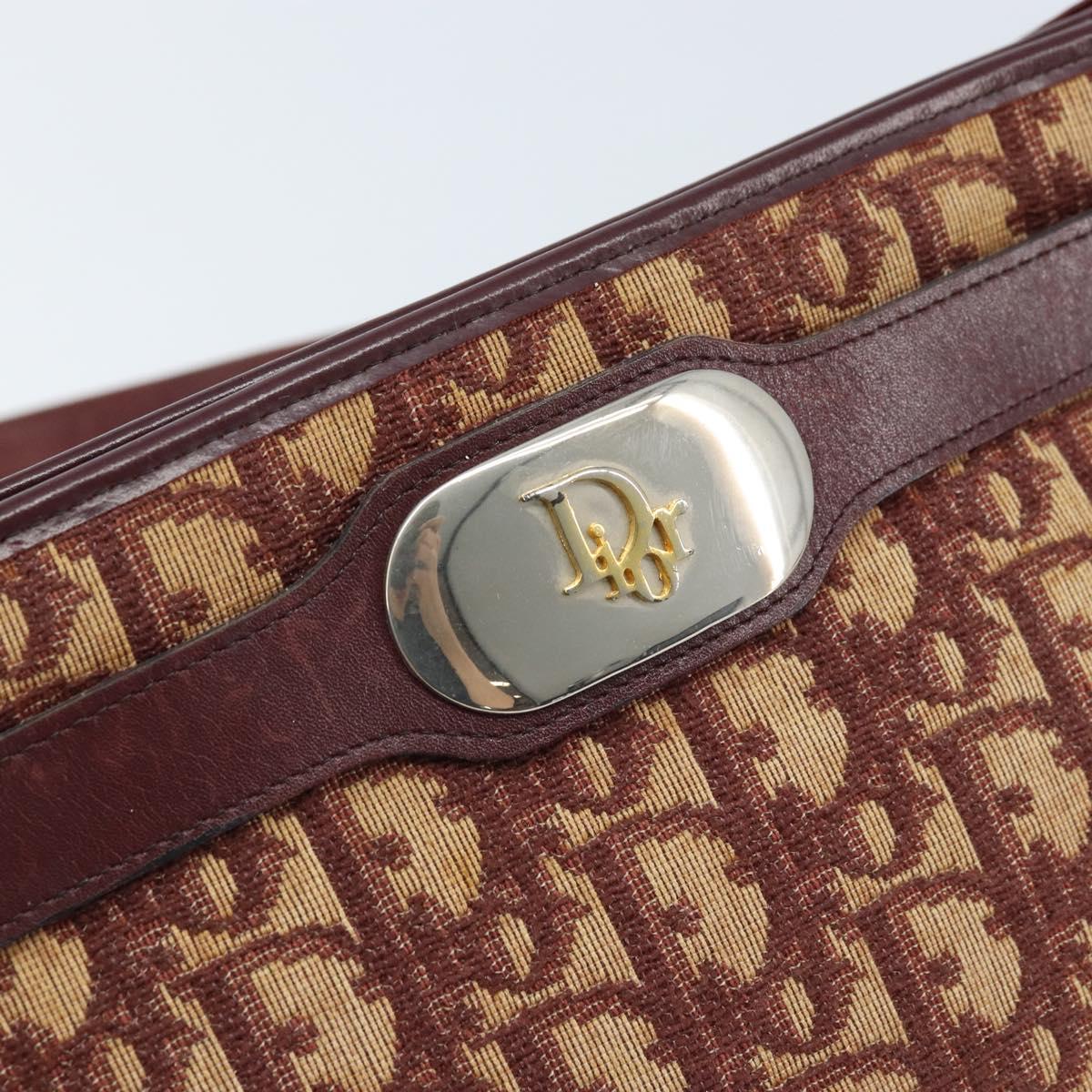Christian Dior Trotter Canvas Shoulder Bag Red Gold Auth LNZ038