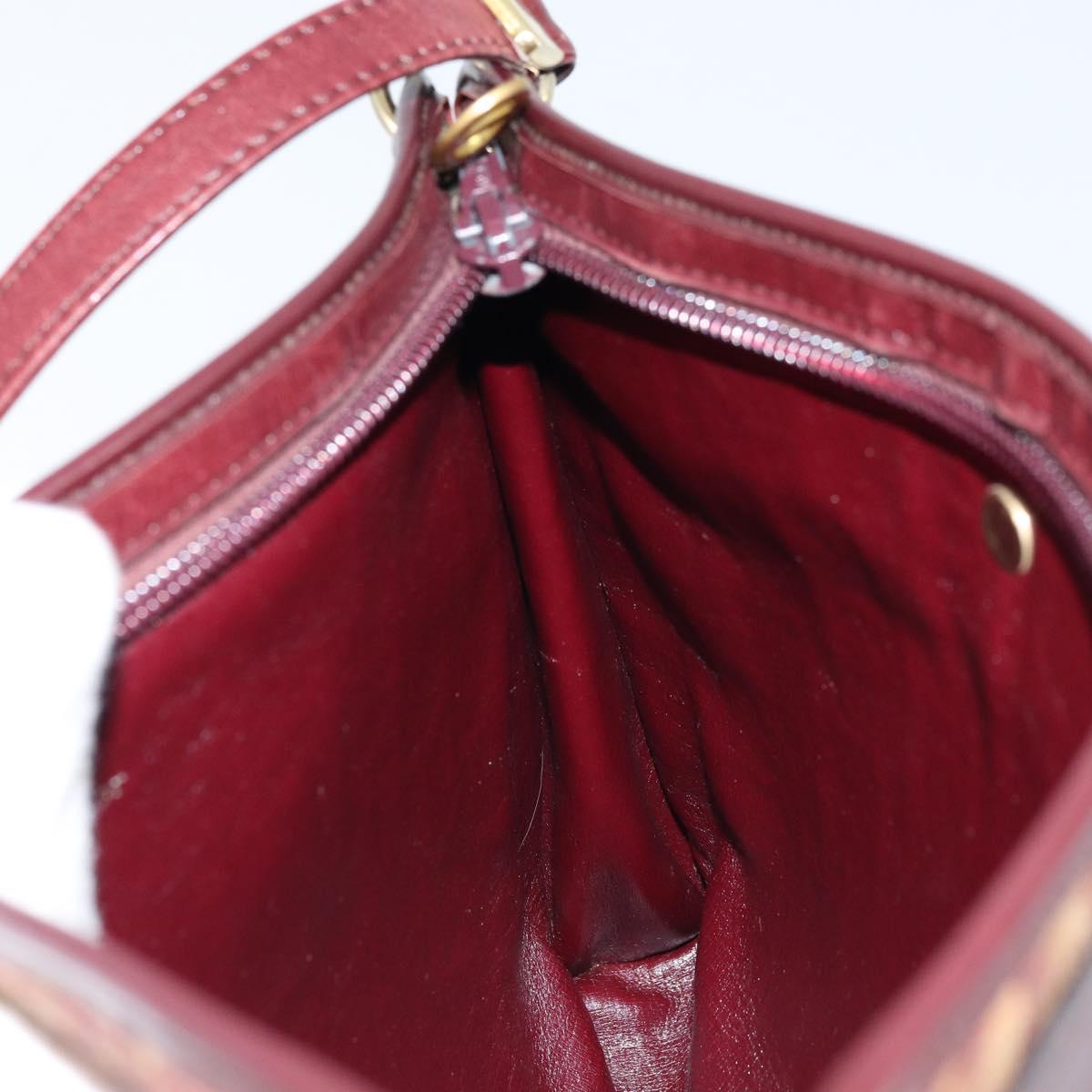 Christian Dior Trotter Canvas Shoulder Bag Red Gold Auth LNZ038