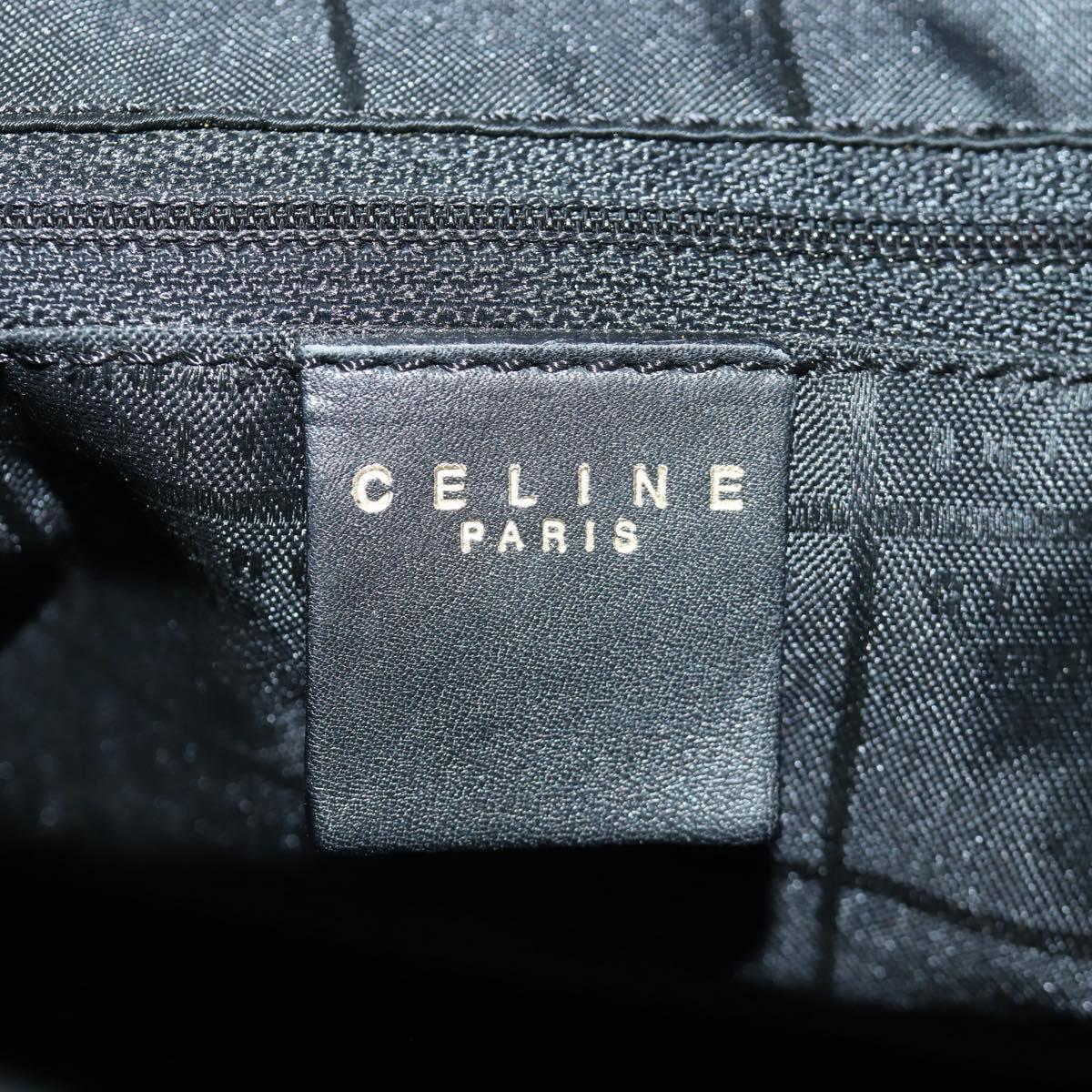 CELINE Hand Bag Leather 2way Black Gold Auth LNZ047V