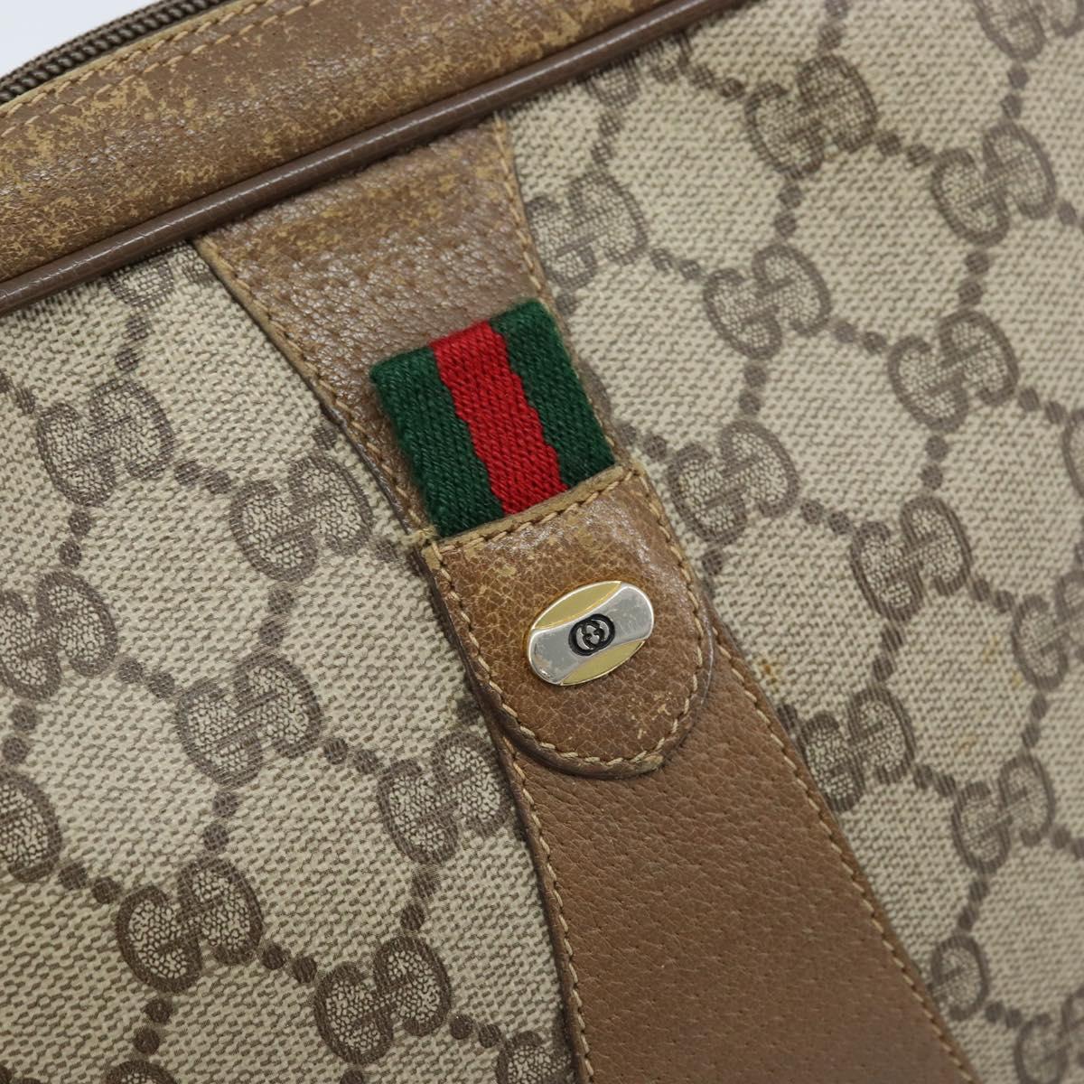 GUCCI GG Supreme Web Sherry Line Clutch Bag PVC Beige Gold 89 01 034 Auth LNZ056