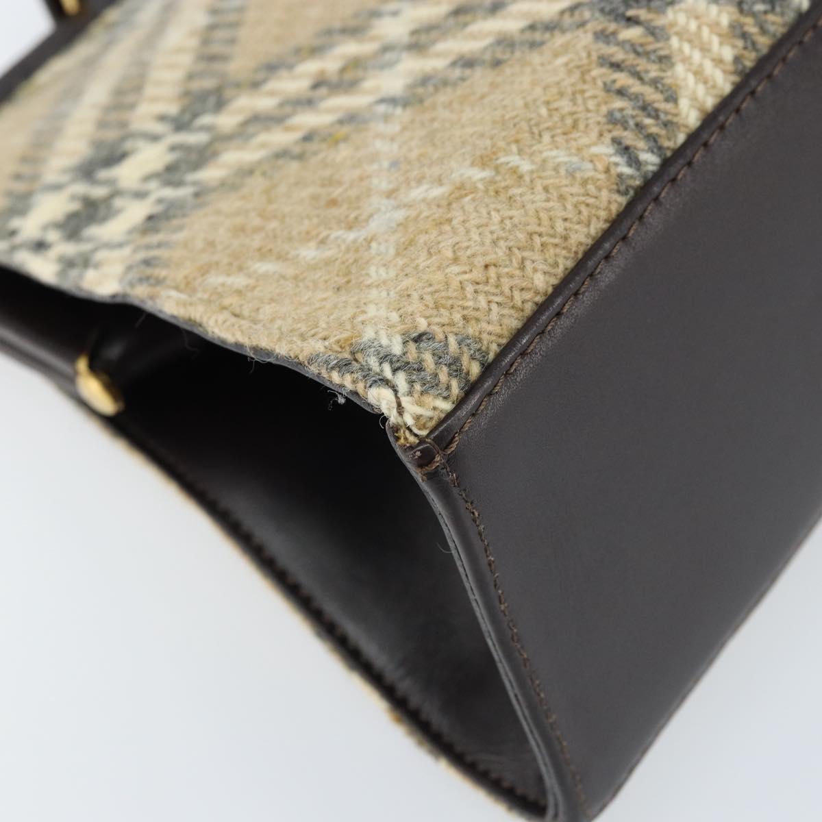 BURBERRY Nova Check Shoulder Bag Wool Beige Gold Auth LNZ061A