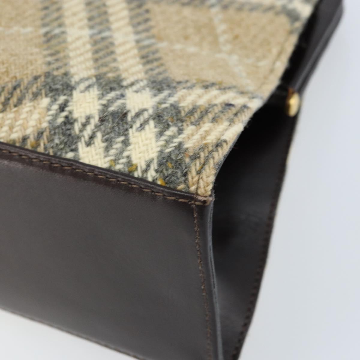 BURBERRY Nova Check Shoulder Bag Wool Beige Gold Auth LNZ061A