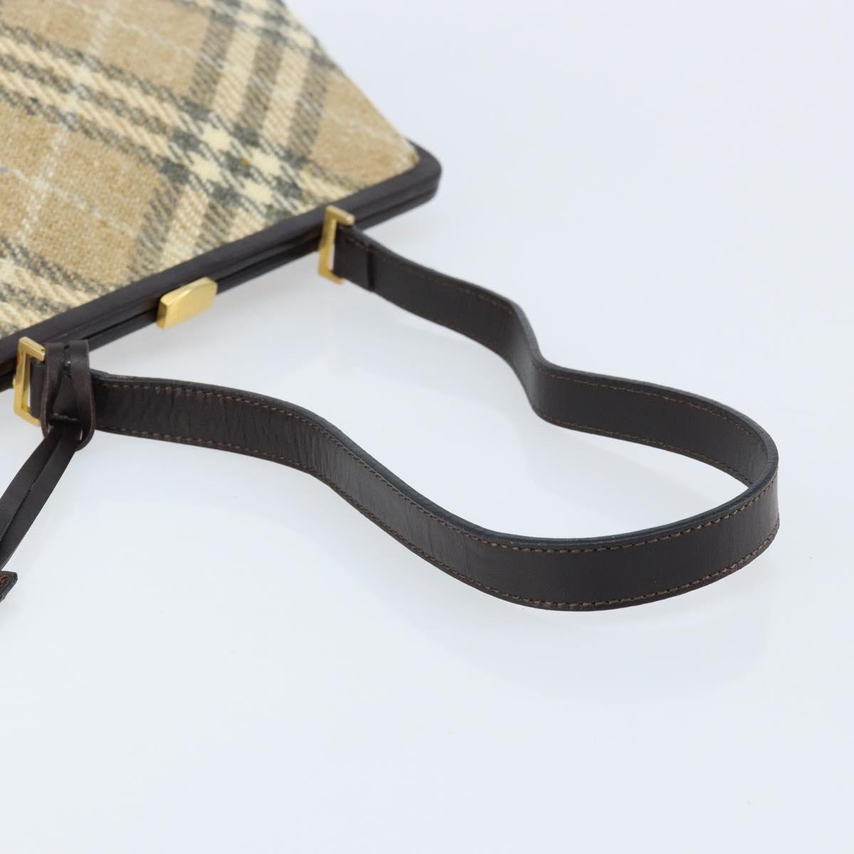 BURBERRY Nova Check Shoulder Bag Wool Beige Gold Auth LNZ061A
