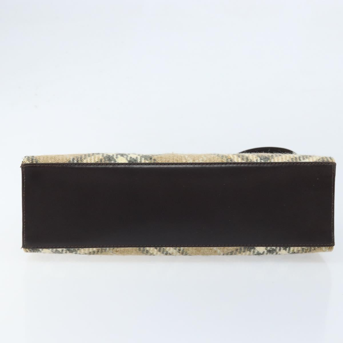 BURBERRY Nova Check Shoulder Bag Wool Beige Gold Auth LNZ061A