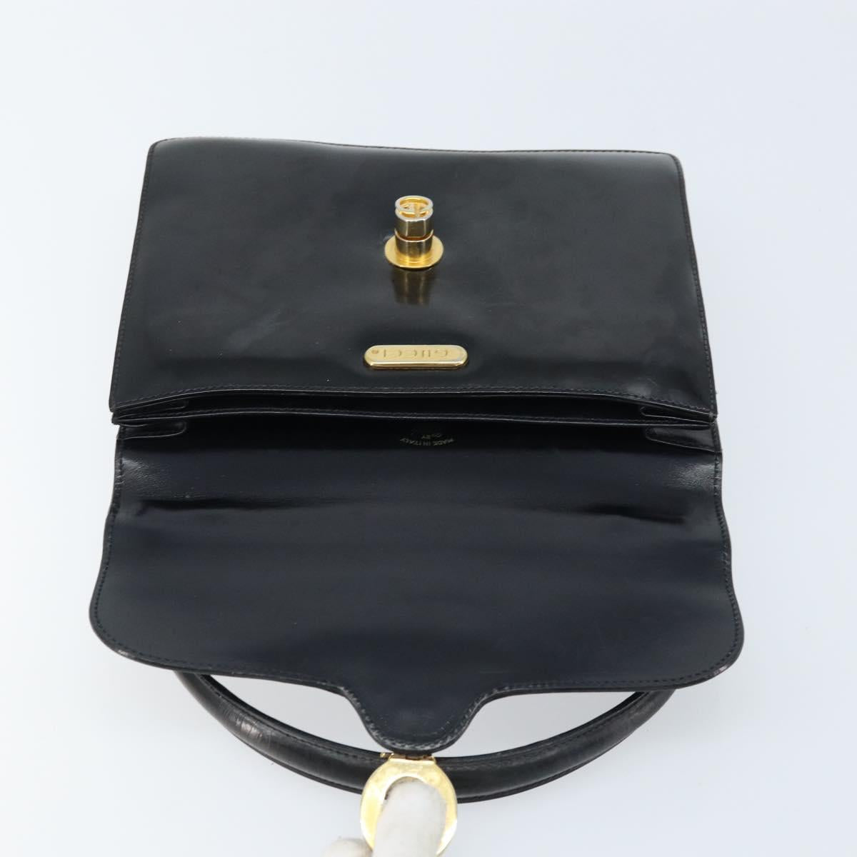 GUCCI Shoulder Bag Patent leather Black Gold Auth LNZ071