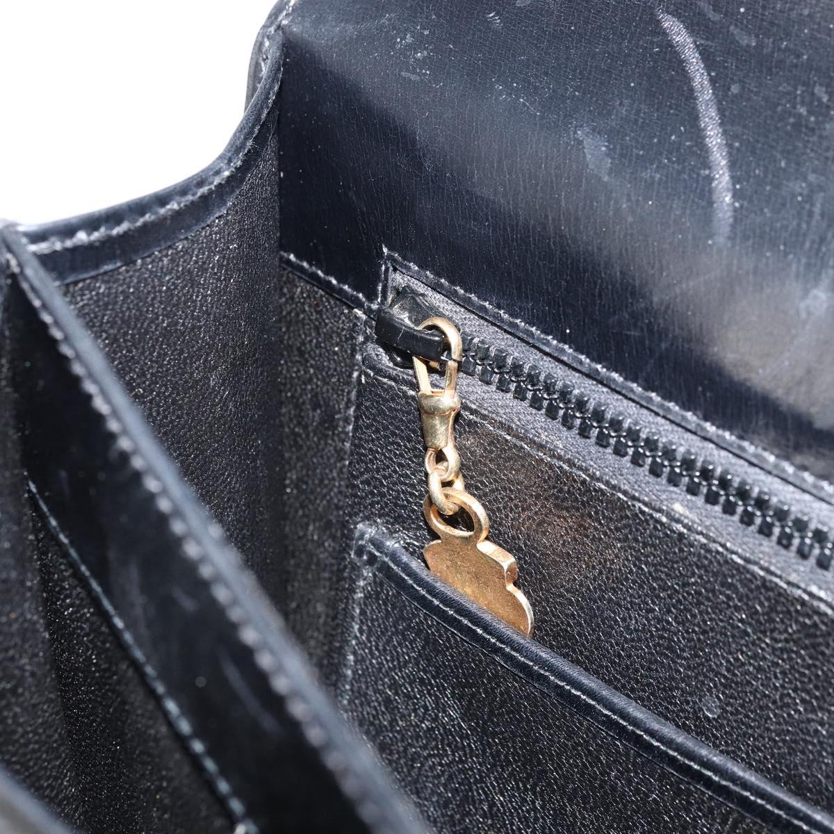 GUCCI Shoulder Bag Patent leather Black Gold Auth LNZ071