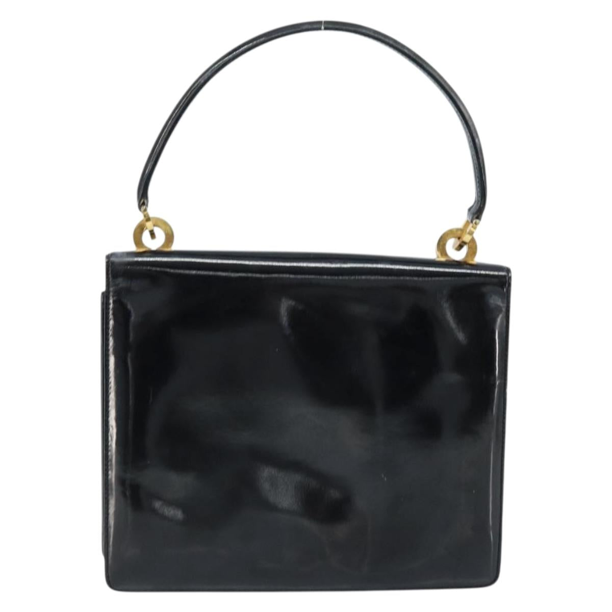 GUCCI Shoulder Bag Patent leather Black Gold Auth LNZ071
