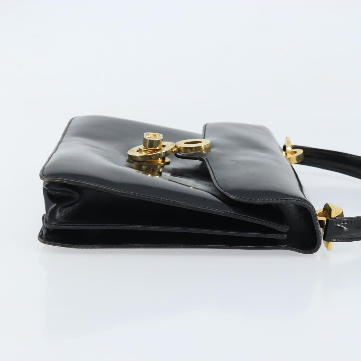 GUCCI Shoulder Bag Patent leather Black Gold Auth LNZ071