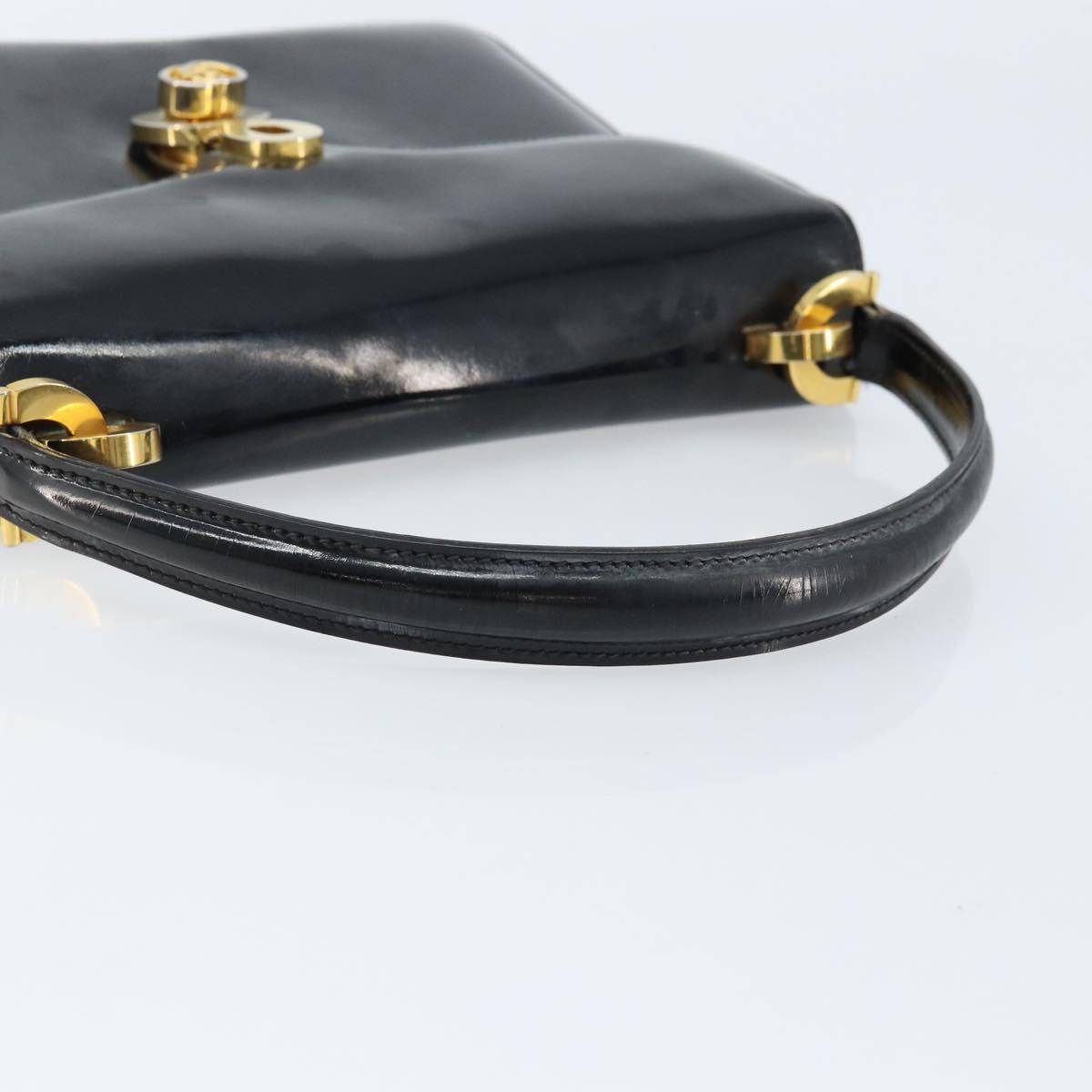 GUCCI Shoulder Bag Patent leather Black Gold Auth LNZ071
