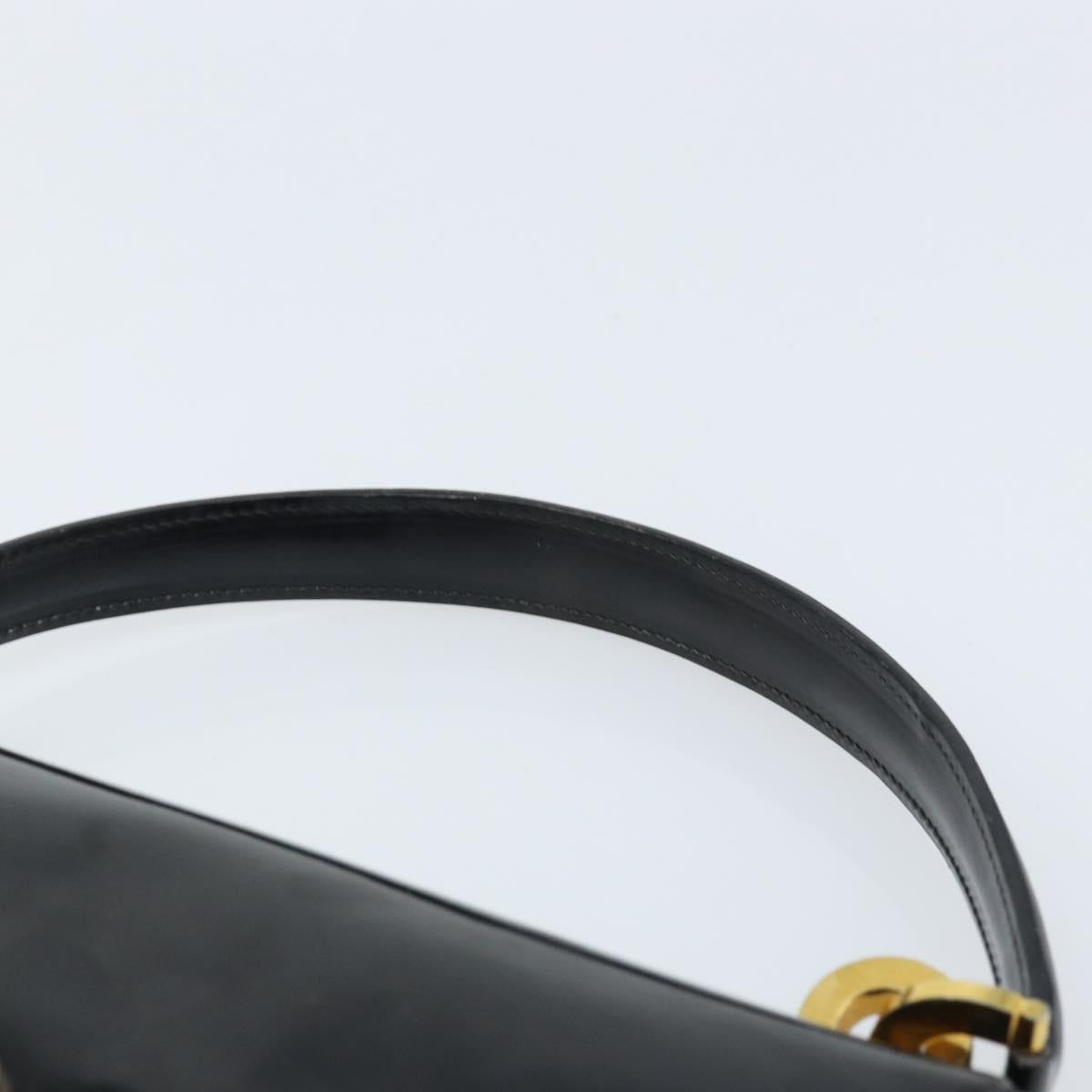 GUCCI Shoulder Bag Patent leather Black Gold Auth LNZ071