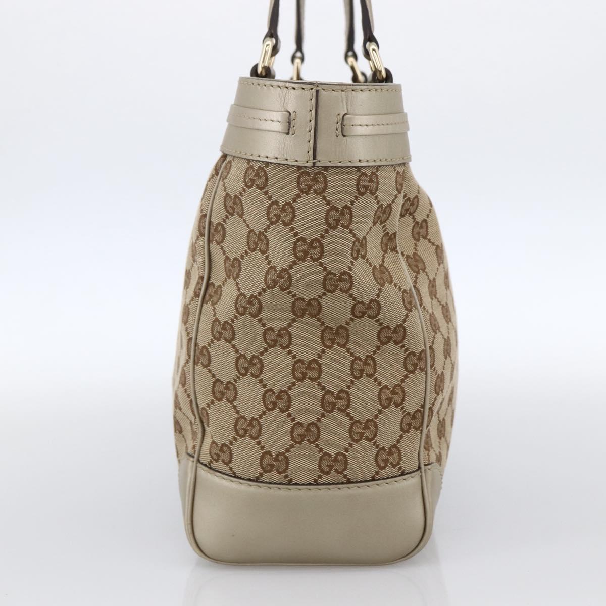 GUCCI GG Canvas Pretty Tote Bag Beige Gold 257061 Auth LNZ074A