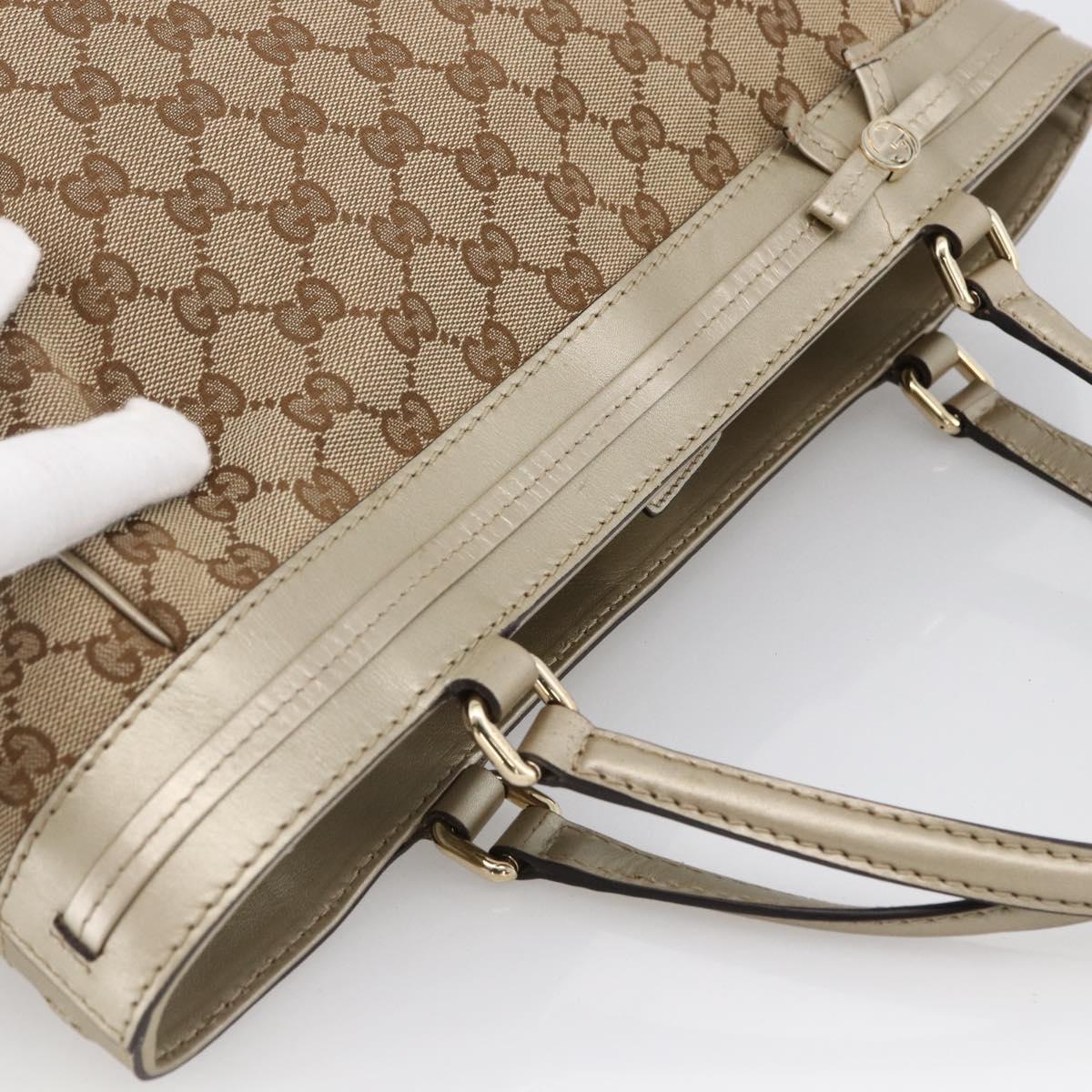 GUCCI GG Canvas Pretty Tote Bag Beige Gold 257061 Auth LNZ074A