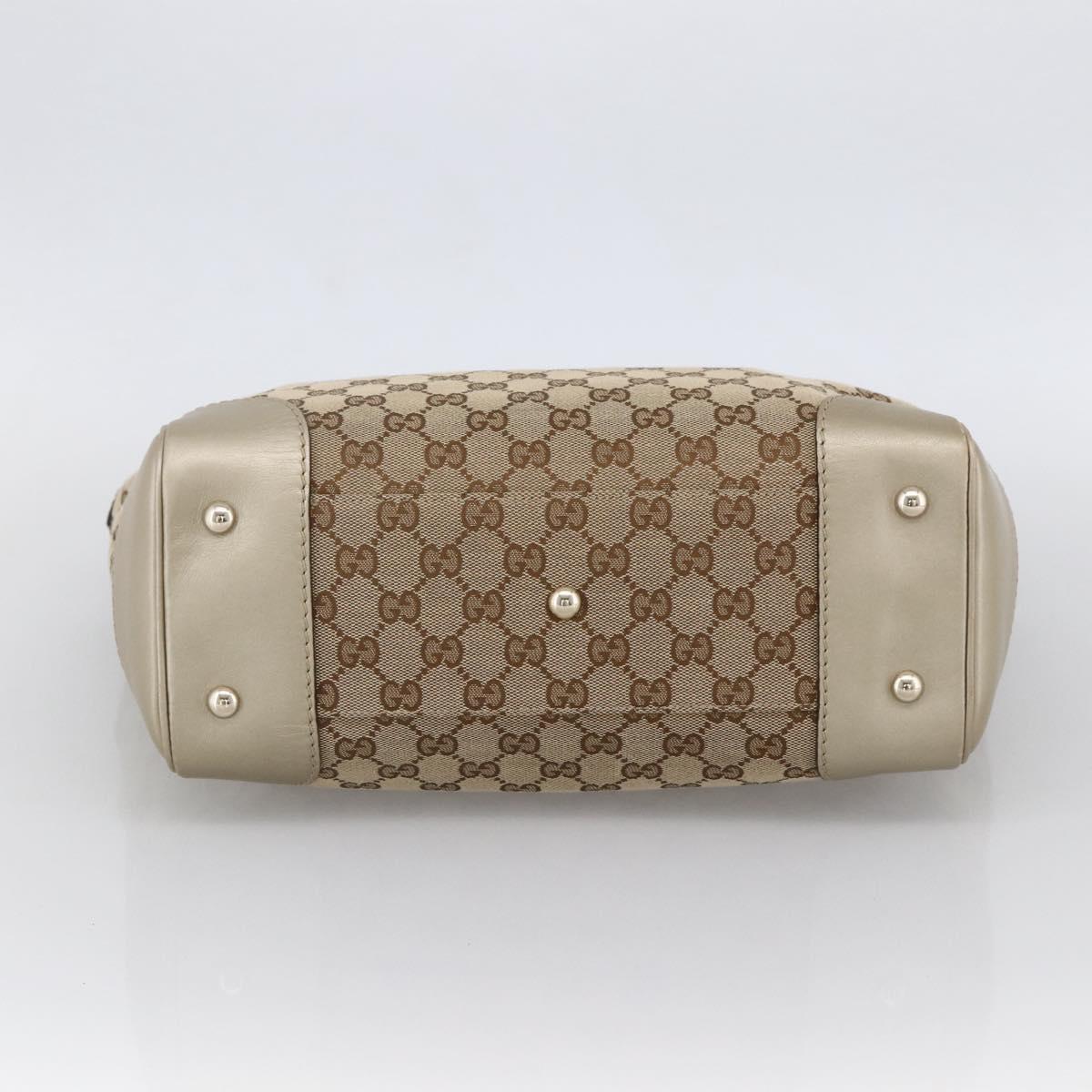 GUCCI GG Canvas Pretty Tote Bag Beige Gold 257061 Auth LNZ074A