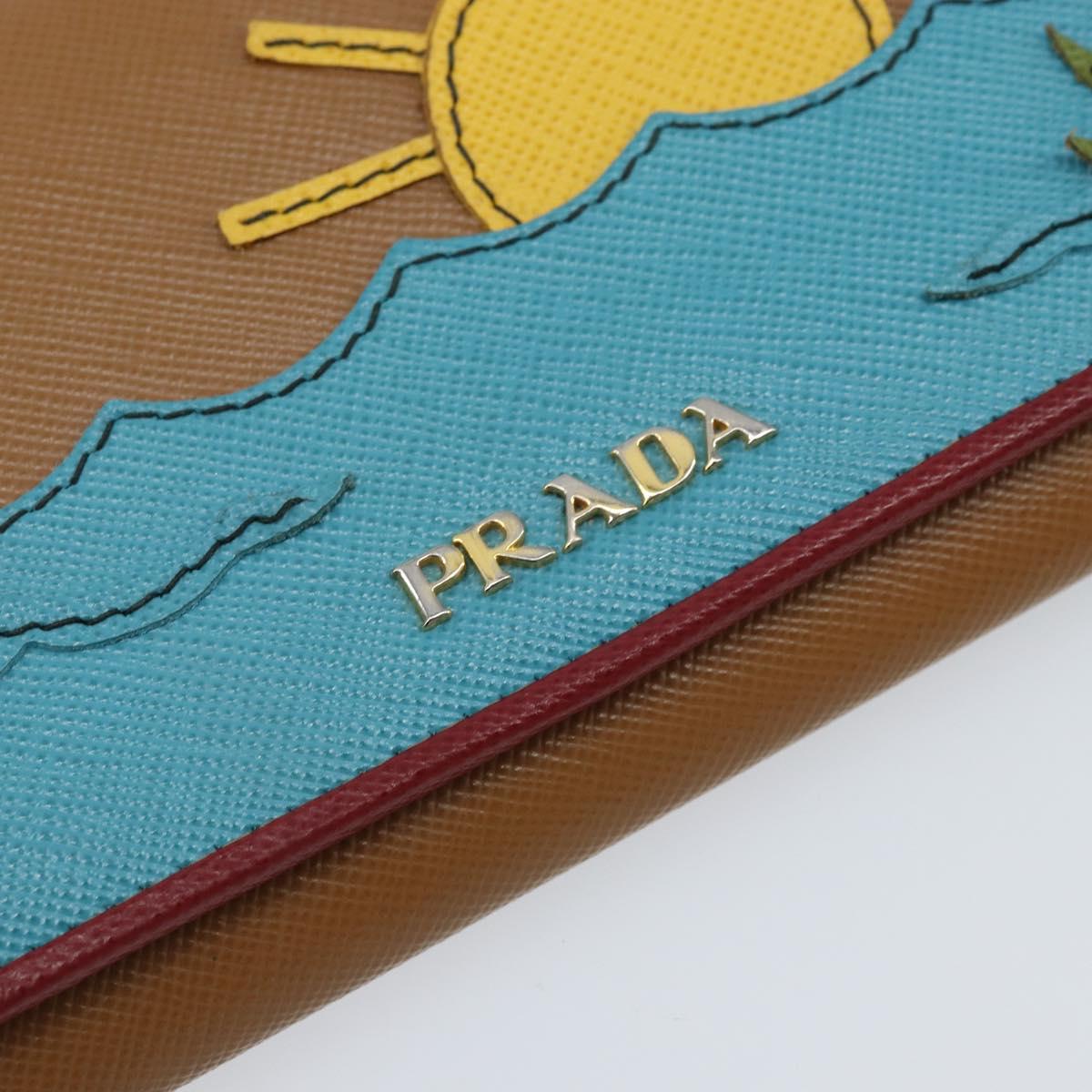 PRADA Long Wallet Safiano leather Brown Gold Auth LNZ082M