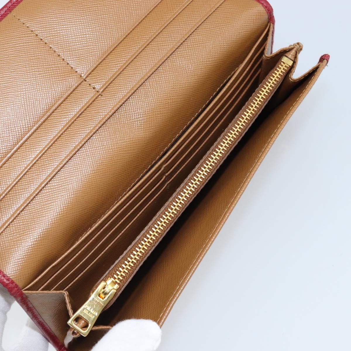 PRADA Long Wallet Safiano leather Brown Gold Auth LNZ082M