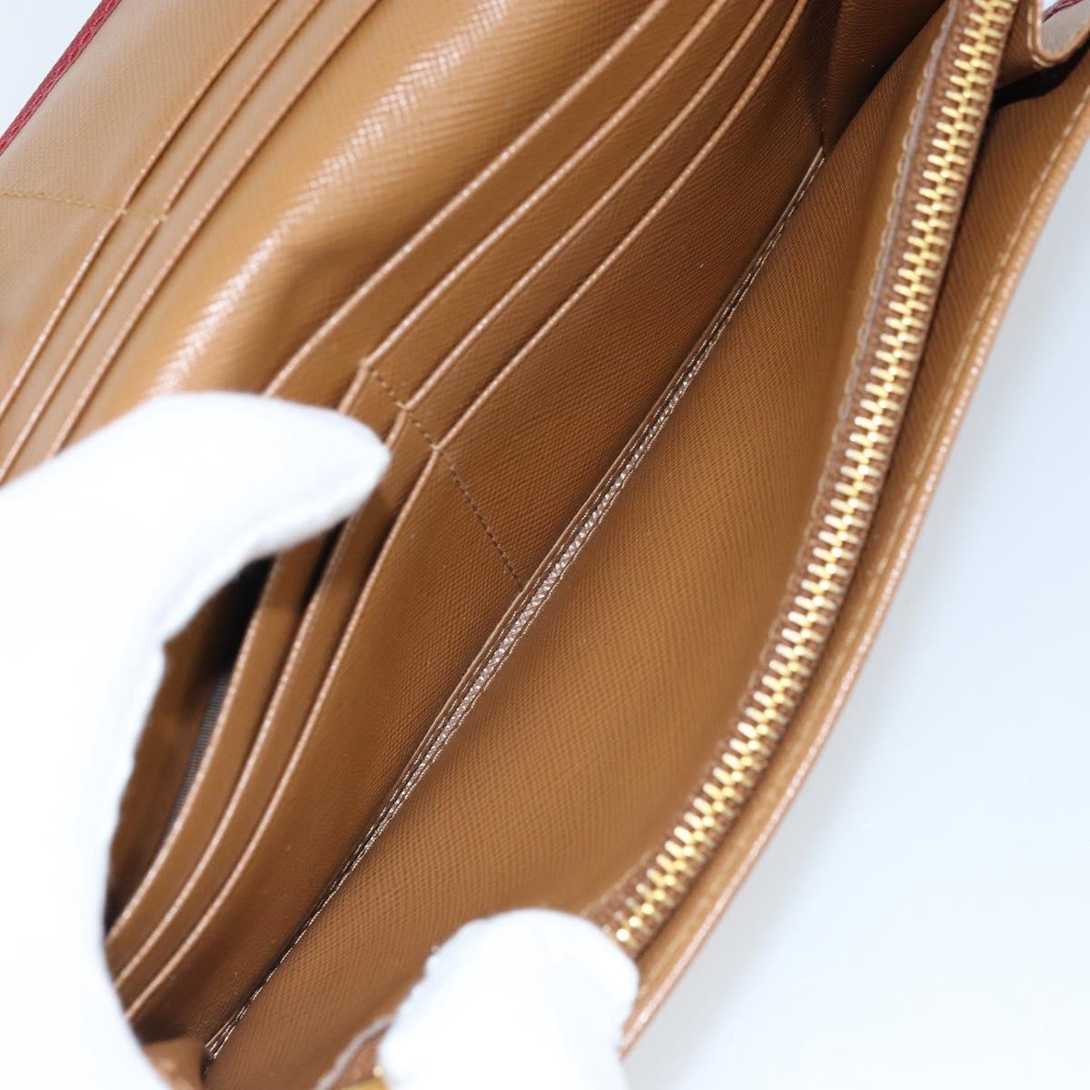 PRADA Long Wallet Safiano leather Brown Gold Auth LNZ082M