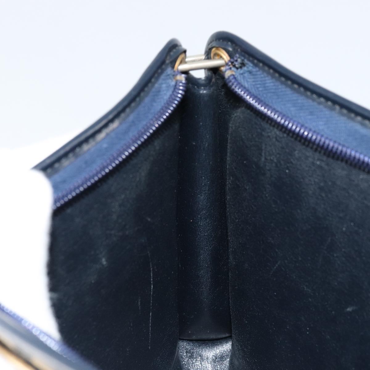 Christian Dior Trotter Canvas Shoulder Bag Navy Gold Auth LNZ096