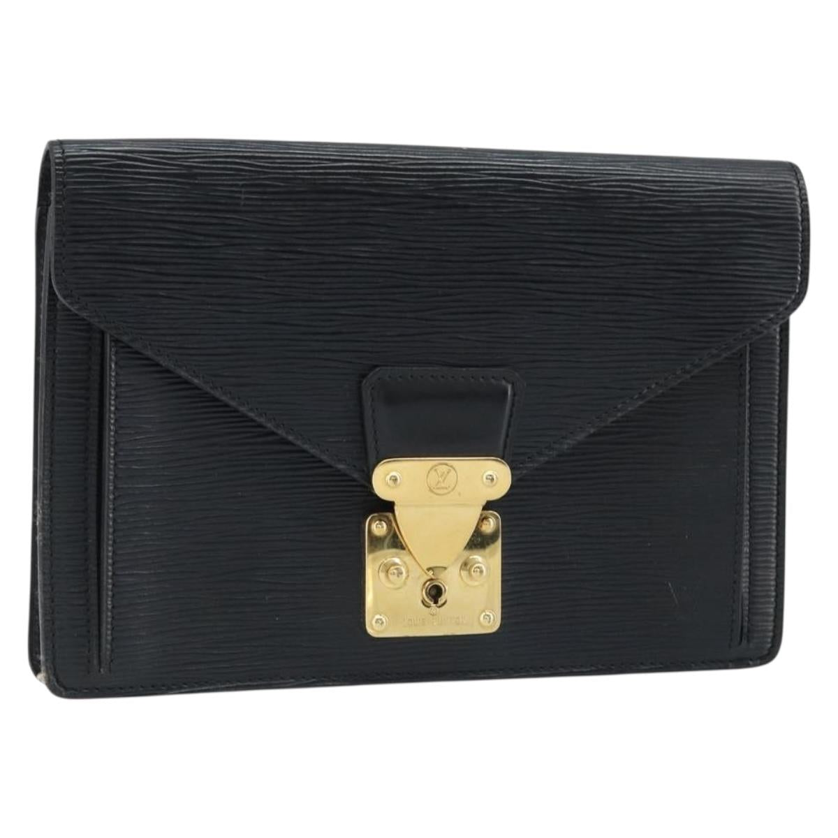 LOUIS VUITTON Epi Serie Dragonne Clutch Bag Black Noir M52612 LV Auth LNZ097