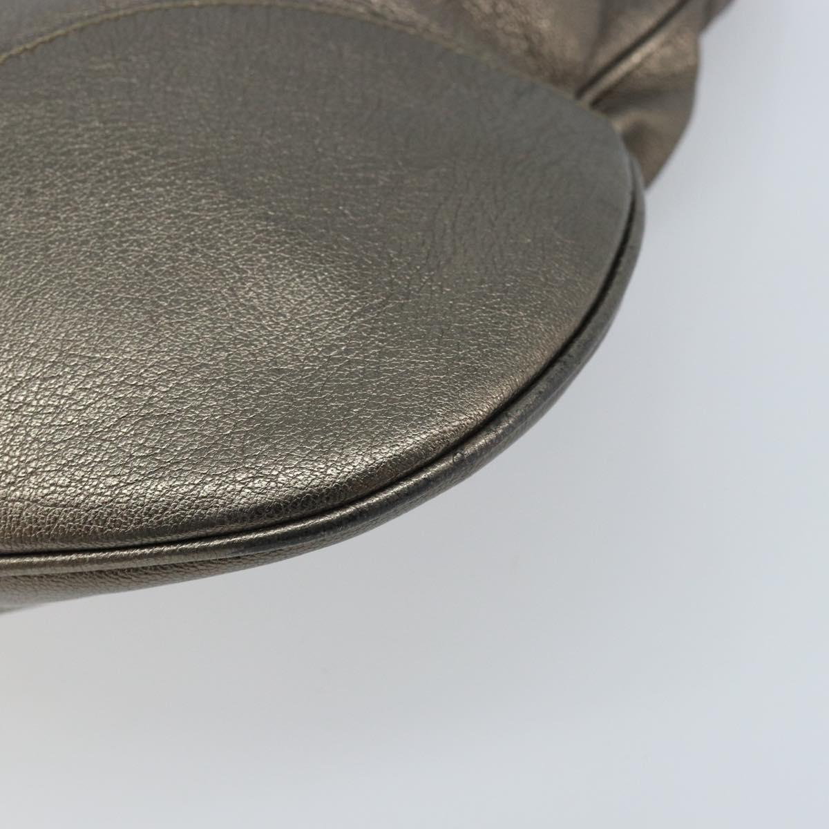 Salvatore Ferragamo Gancini Hand Bag Leather Gold Auth LNZ099