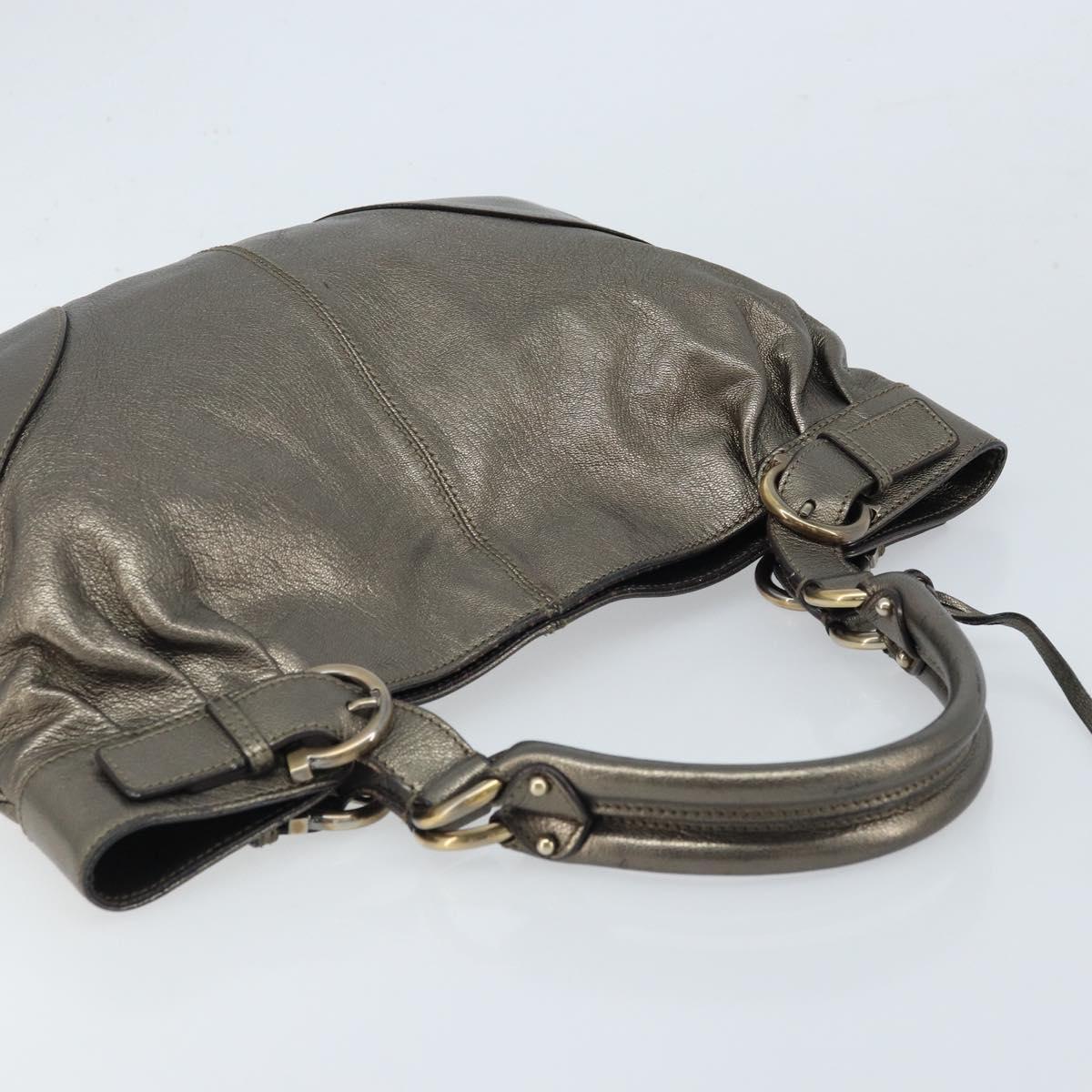 Salvatore Ferragamo Gancini Hand Bag Leather Gold Auth LNZ099