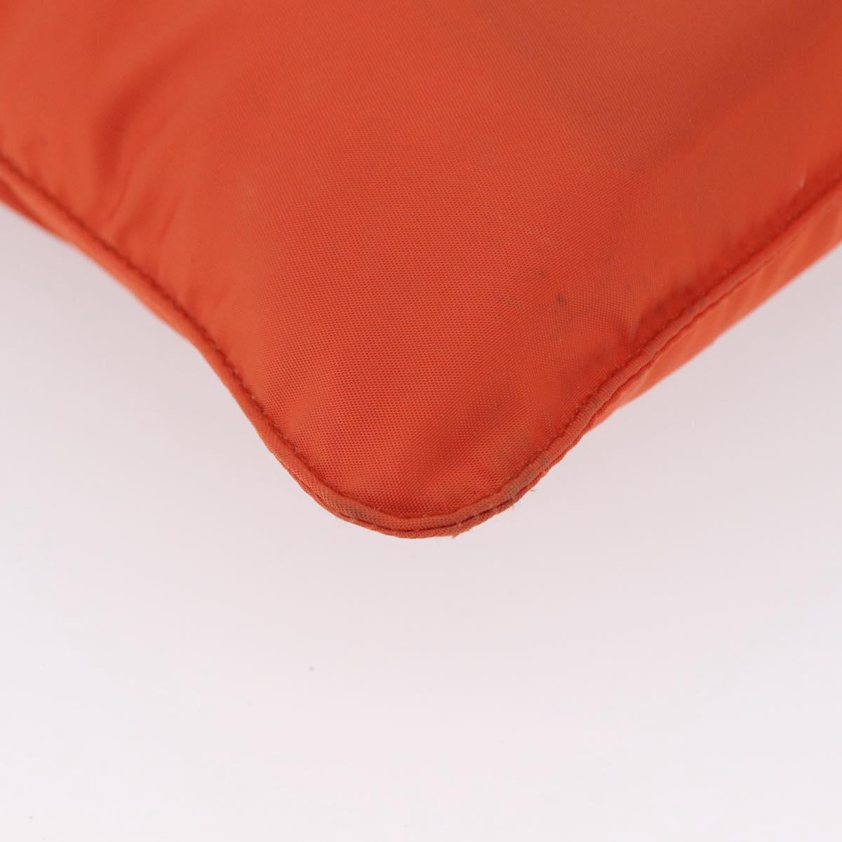 PRADA Shoulder Bag Nylon Orange Silver Auth LNZ1001