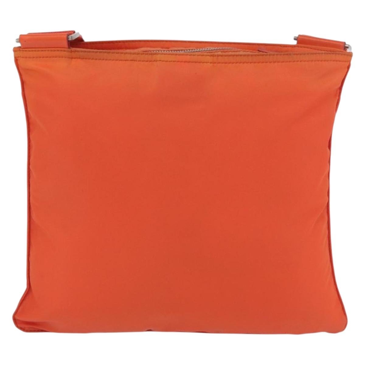 PRADA Shoulder Bag Nylon Orange Silver Auth LNZ1001