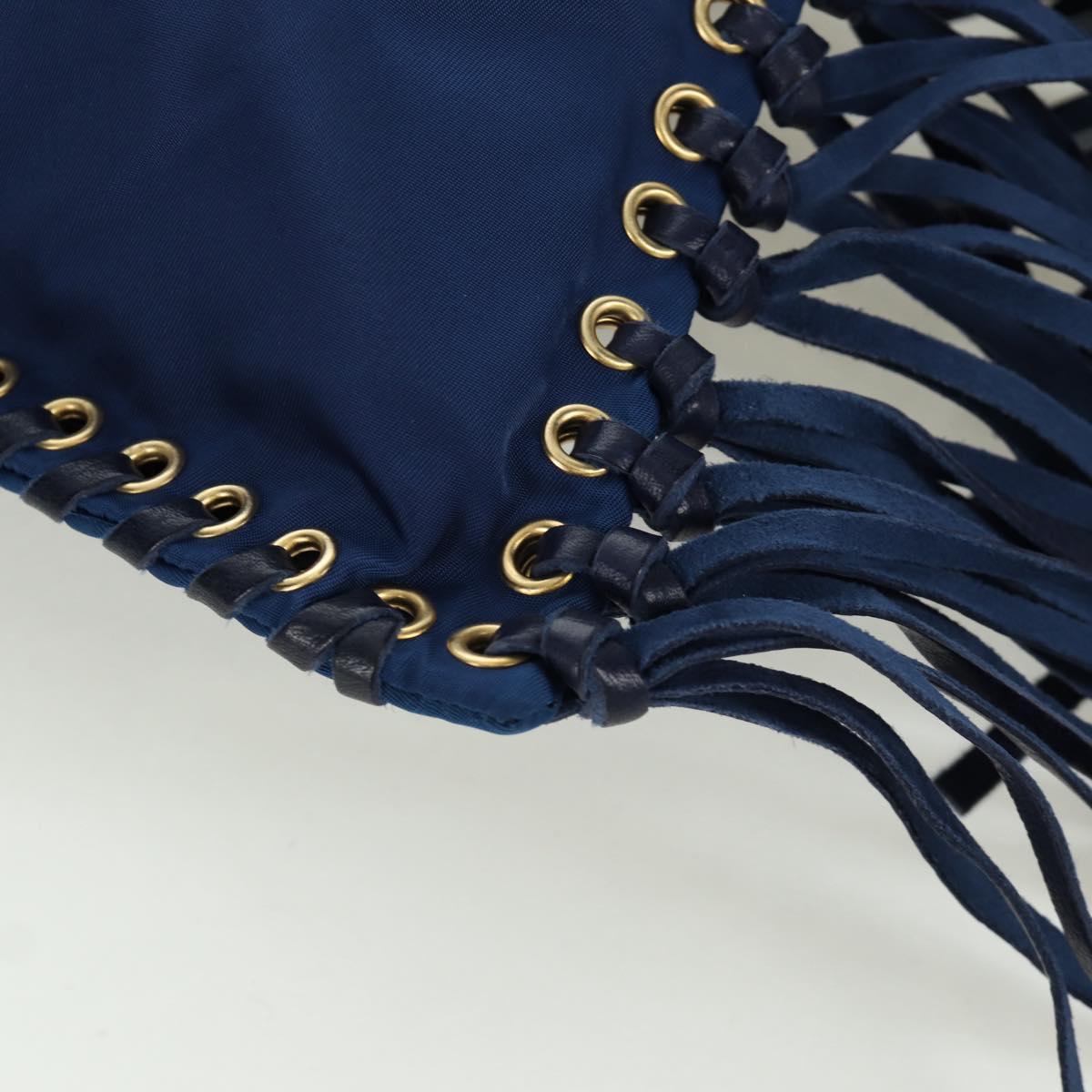 PRADA Shoulder Bag Nylon Navy Gold Auth LNZ1002A