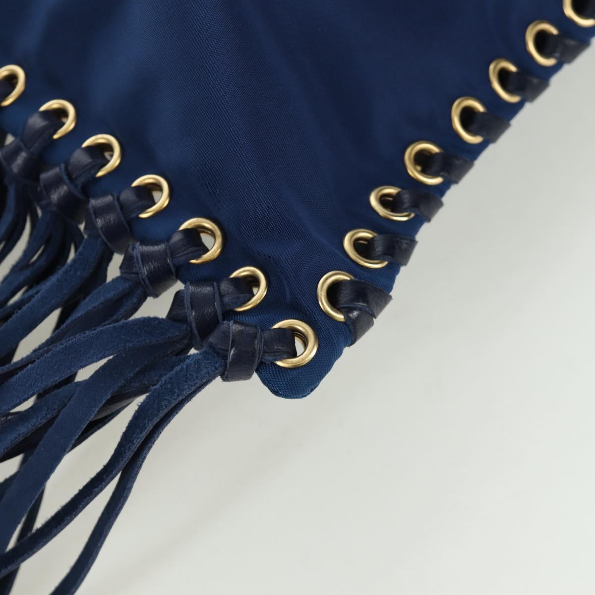 PRADA Shoulder Bag Nylon Navy Gold Auth LNZ1002A