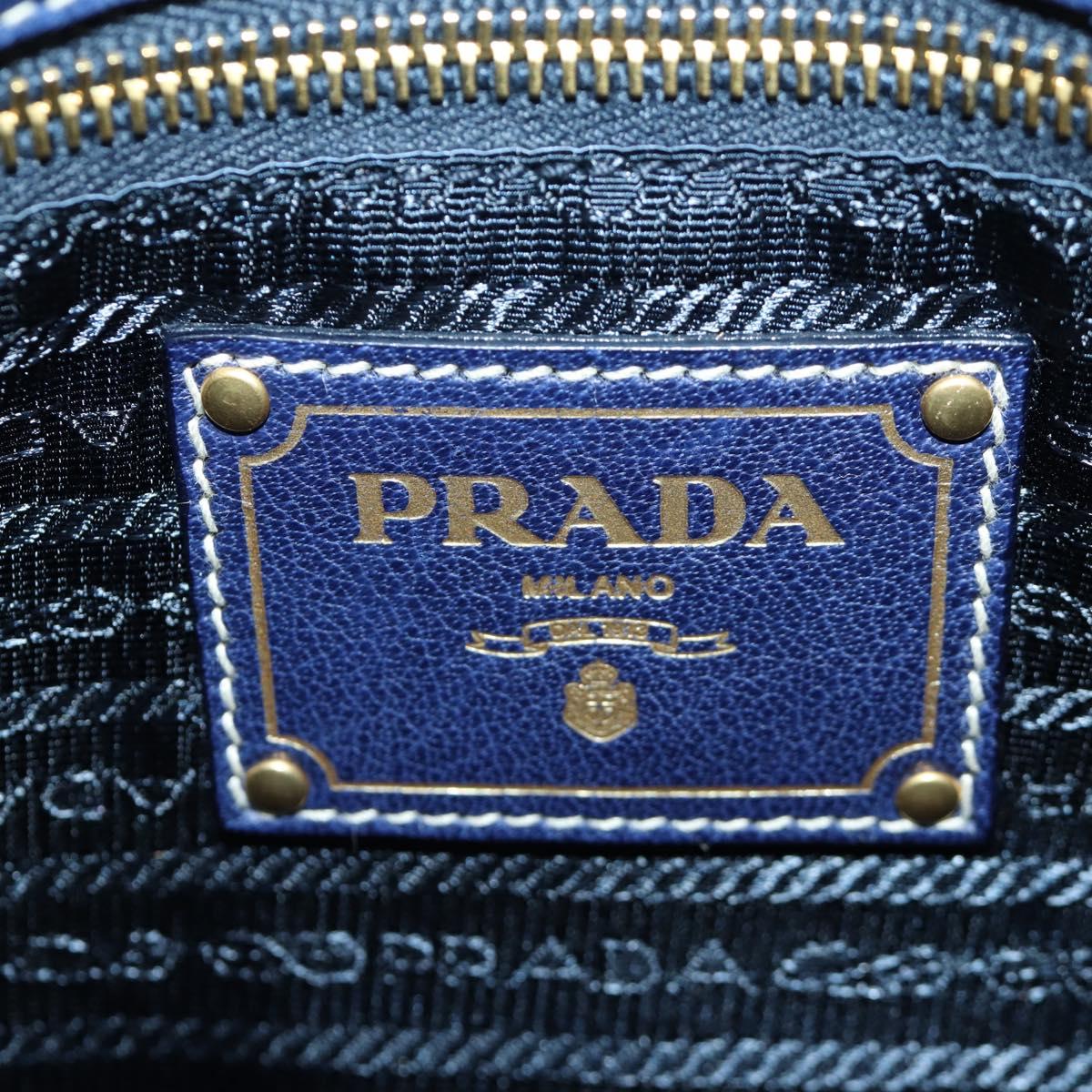 PRADA Shoulder Bag Nylon Navy Gold Auth LNZ1002A