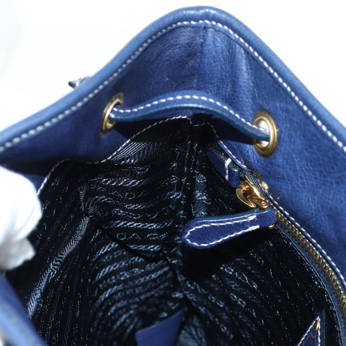 PRADA Shoulder Bag Nylon Navy Gold Auth LNZ1002A