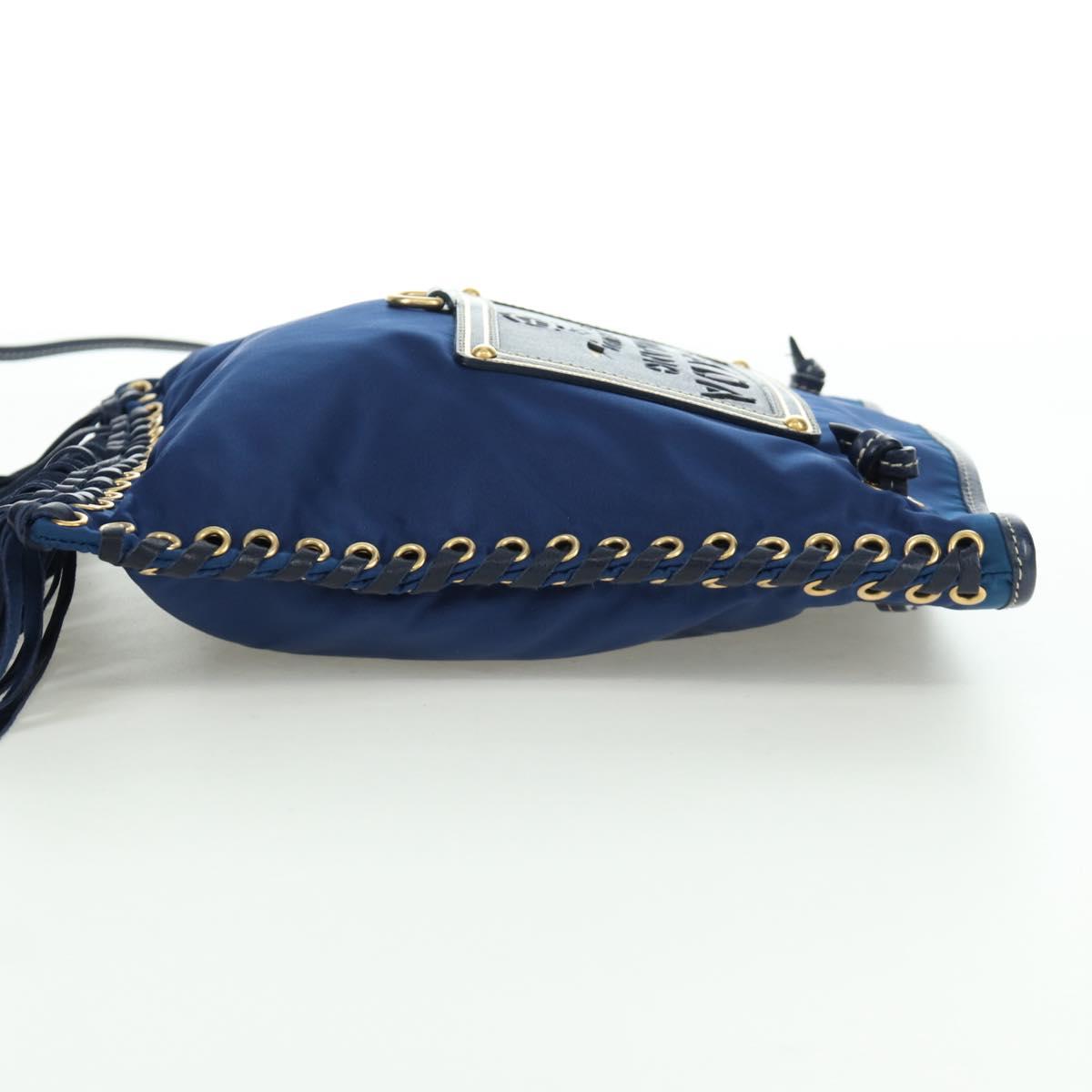 PRADA Shoulder Bag Nylon Navy Gold Auth LNZ1002A
