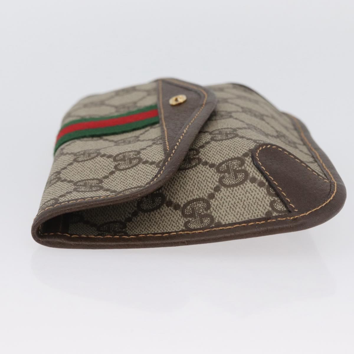 GUCCI GG Supreme Web Sherry Line Pouch PVC Beige Red Green Auth LNZ1003A