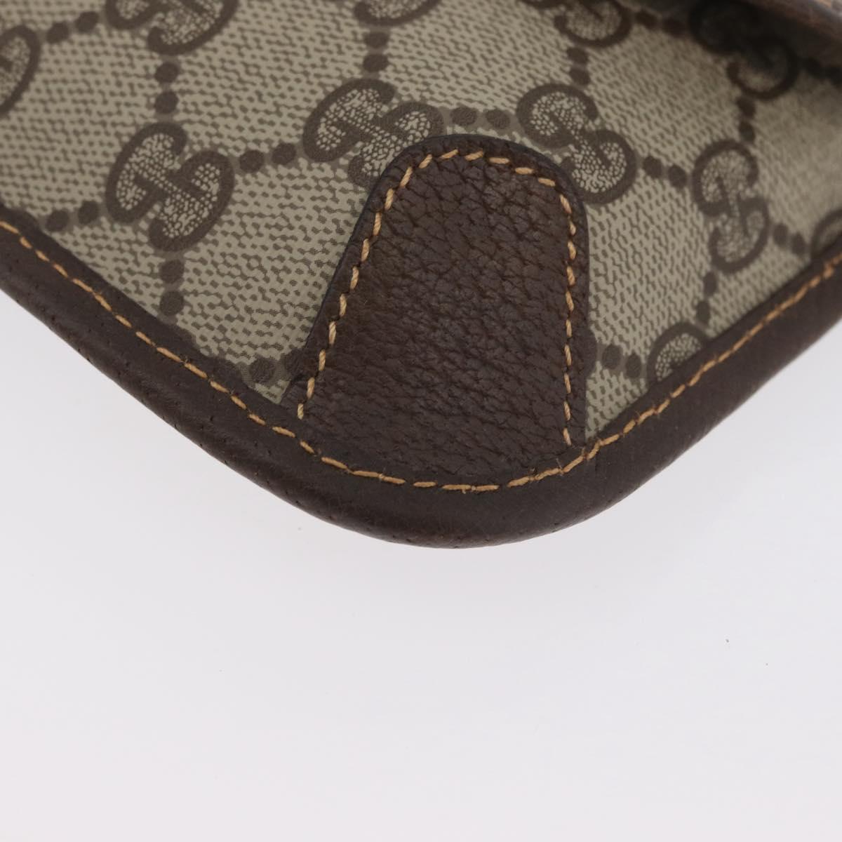 GUCCI GG Supreme Web Sherry Line Pouch PVC Beige Red Green Auth LNZ1003A