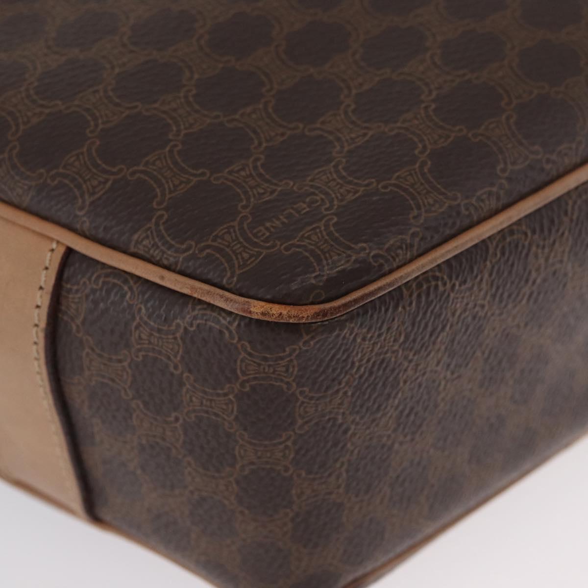 CELINE Macadam Canvas Shoulder Bag PVC Leather Brown Gold Auth BSZ634