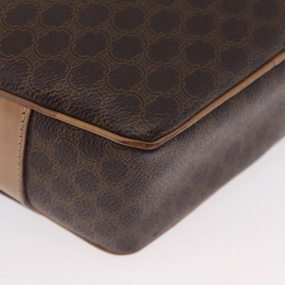 CELINE Macadam Canvas Shoulder Bag PVC Leather Brown Gold Auth BSZ634