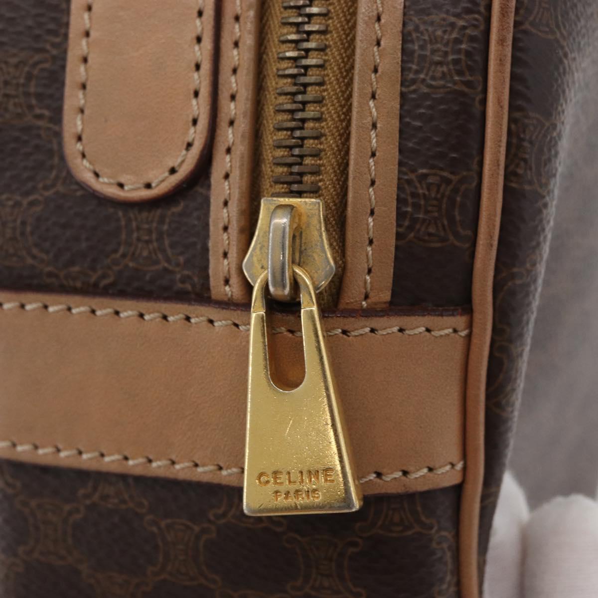 CELINE Macadam Canvas Shoulder Bag PVC Leather Brown Gold Auth BSZ634