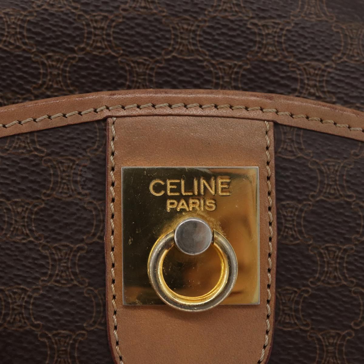 CELINE Macadam Canvas Shoulder Bag PVC Leather Brown Gold Auth BSZ634