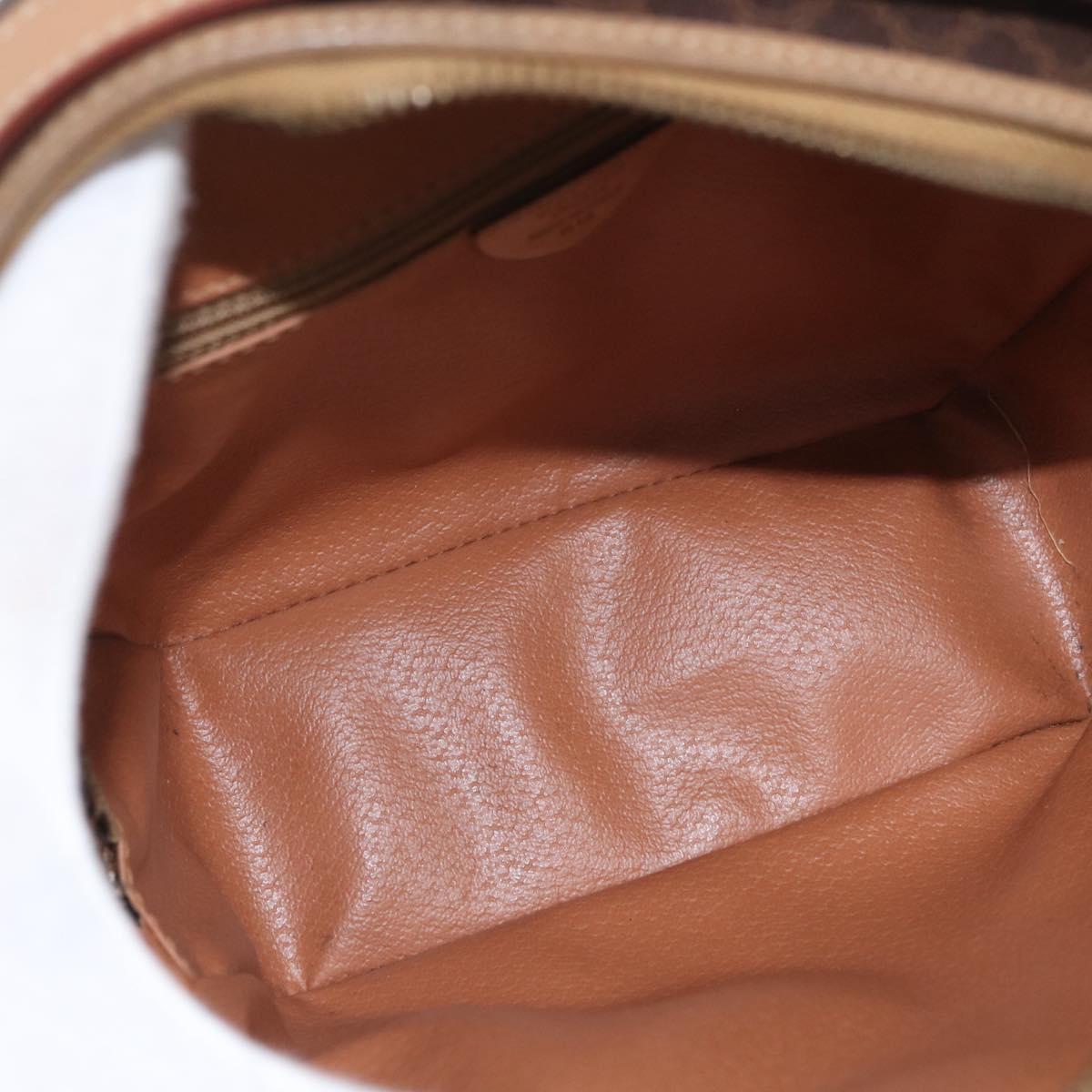 CELINE Macadam Canvas Shoulder Bag PVC Leather Brown Gold Auth BSZ634