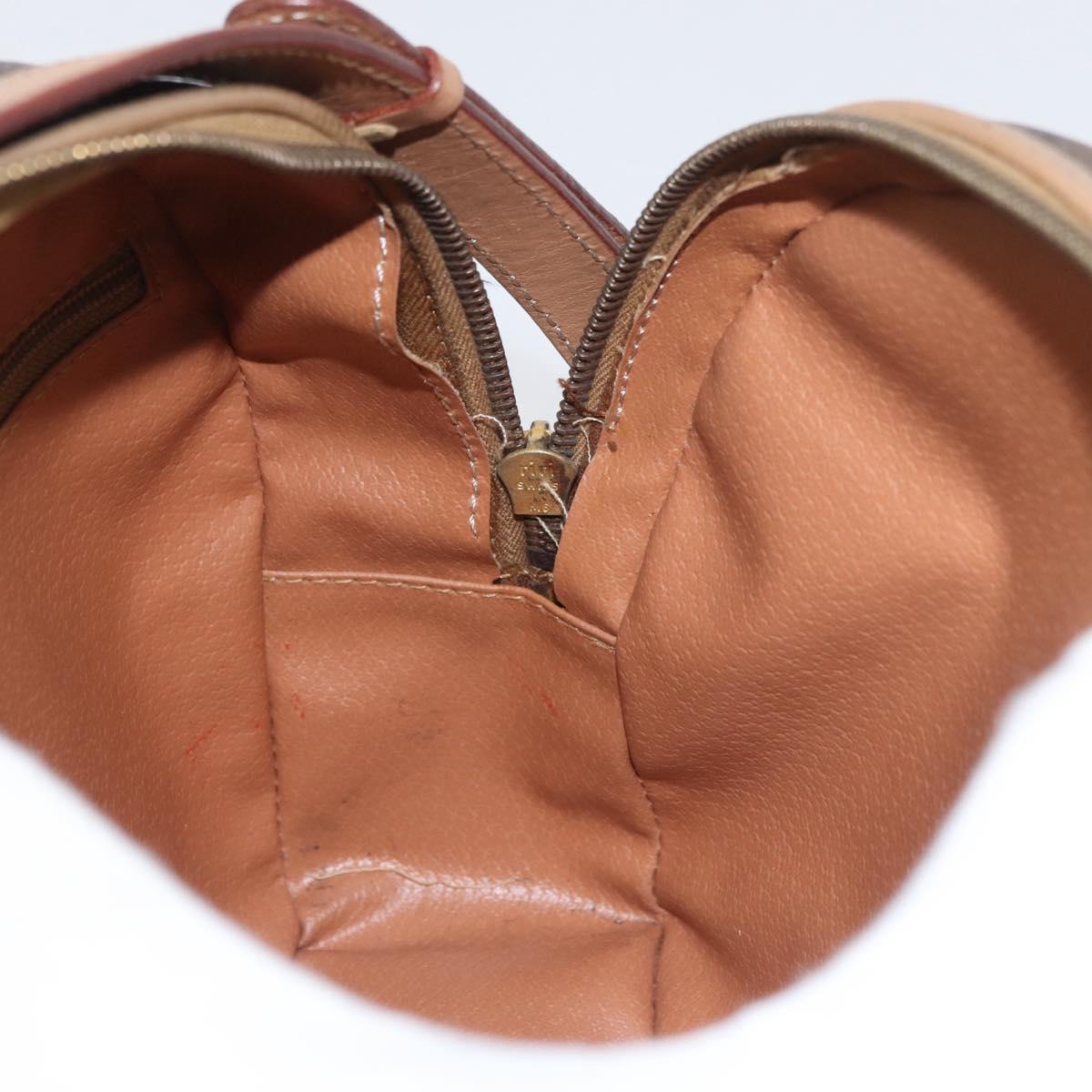 CELINE Macadam Canvas Shoulder Bag PVC Leather Brown Gold Auth BSZ634