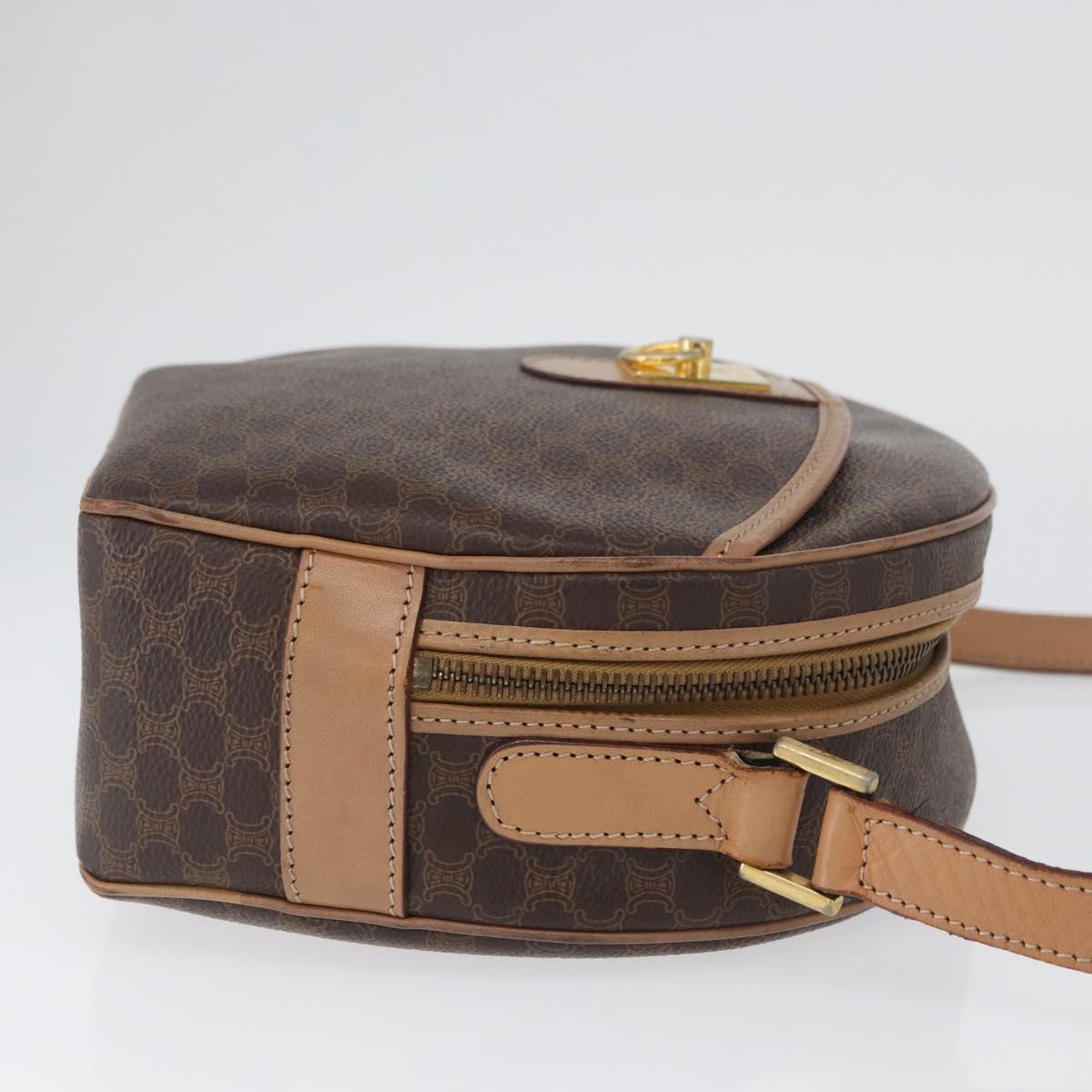 CELINE Macadam Canvas Shoulder Bag PVC Leather Brown Gold Auth BSZ634