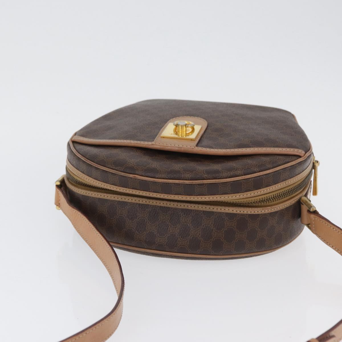 CELINE Macadam Canvas Shoulder Bag PVC Leather Brown Gold Auth BSZ634