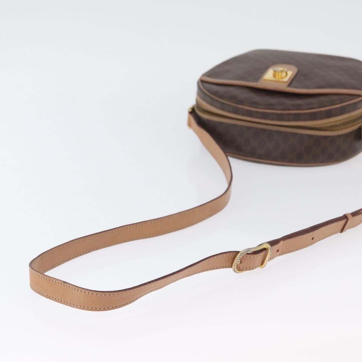 CELINE Macadam Canvas Shoulder Bag PVC Leather Brown Gold Auth BSZ634