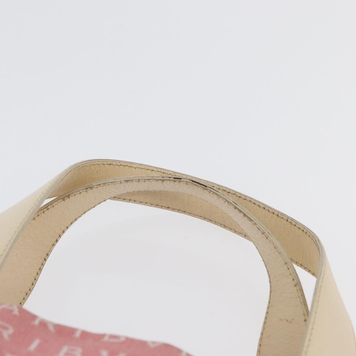BVLGARI Logo Mania Hand Bag Canvas Pink Silver Auth BSZ642