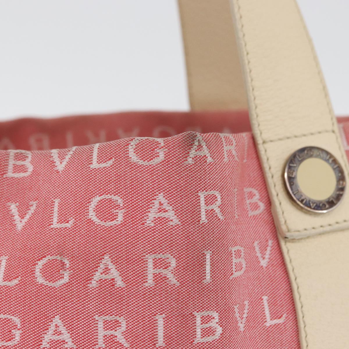 BVLGARI Logo Mania Hand Bag Canvas Pink Silver Auth BSZ642