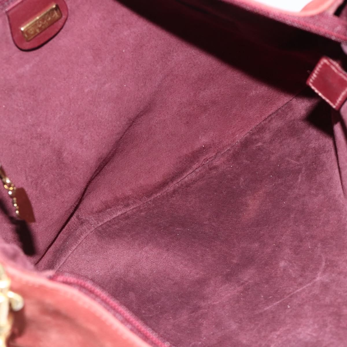 GUCCI Shoulder Bag Leather Red Gold 001 115 1206 Auth BSZ643