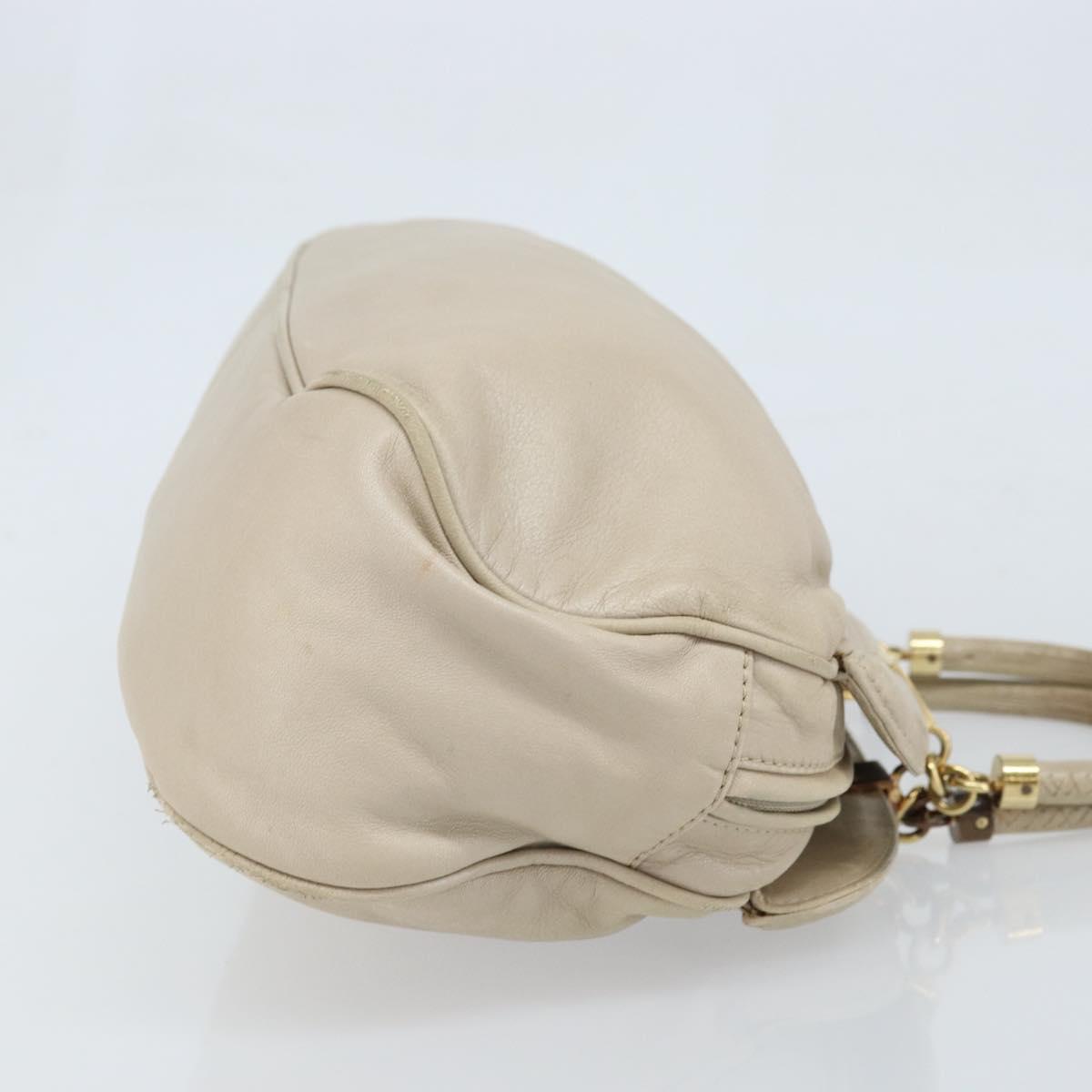 LOEWE Hand Bag Leather Beige Gold Auth LNZ103