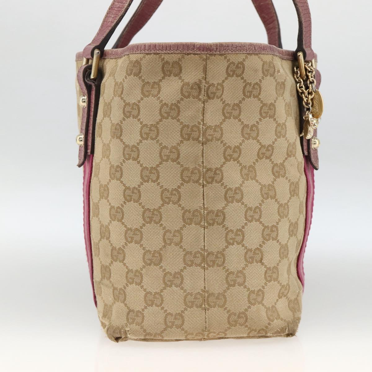 GUCCI GG Canvas Sherry Line Tote Bag Beige Gold 137995 Auth BSZ646